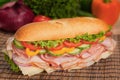 Tasty ham & turkey submarine sandwich