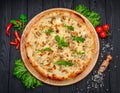 Tasty hawaiian pizza with chicken