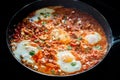 Tasty and Healthy Shakshuka in a Frying Pan Royalty Free Stock Photo