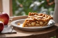 Tasty homemade apple pie on wooden background