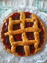 A tasty homemade cherries jam cake