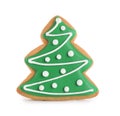 Tasty homemade Christmas cookie on white Royalty Free Stock Photo