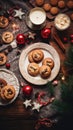 Tasty homemade Christmas cookies on the table. Gingerbread. Top view Royalty Free Stock Photo