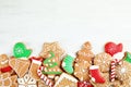 Tasty homemade Christmas cookies on wooden background, top view Royalty Free Stock Photo