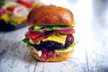 Tasty homemade gourmet burger Royalty Free Stock Photo