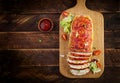 Tasty homemade ground baked turkey meatloaf with corn and slices pumpkin Royalty Free Stock Photo