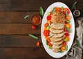 Tasty homemade ground baked turkey meatloaf on wooden table. Royalty Free Stock Photo