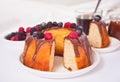 Tasty homemade vanilla bunt cake with berries