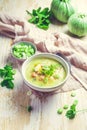 Tasty homemade zucchini cream soup, soup puree of green vegetables