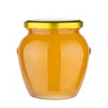 Tasty honey pot preserved, glass jar full of honey