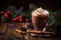 tasty hot chocolate drink at christmas time