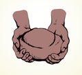 Vector drawing. Hands give a bread Royalty Free Stock Photo