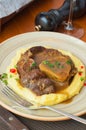 Tasty hot Osso Bucco with mashed potatoes Royalty Free Stock Photo