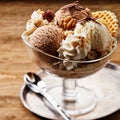 Tasty ice cream dessert in glass bowl Royalty Free Stock Photo