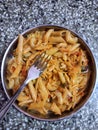 tasty indian pasta homemade with gobhi