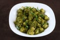 tasty italian pasta basil pesto gnocchi with herbs Royalty Free Stock Photo