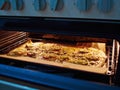 Tasty Italian vegetarian pizza in the oven