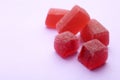 Tasty jelly candies on color background Royalty Free Stock Photo