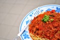 Tasty looking vegetarian spaghetti Royalty Free Stock Photo