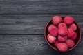 Tasty lychee on bowl Royalty Free Stock Photo