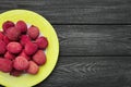 Tasty lychee in plate Royalty Free Stock Photo