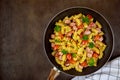 Tasty macaroni with vegetables and cut ham Royalty Free Stock Photo