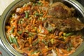 Tasty meat dish with vegetables closeup