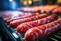 Tasty meat processing: the sausage factory Royalty Free Stock Photo