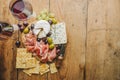 Mediterranian appetizers on old wooden table Royalty Free Stock Photo