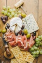 Mediterranian appetizers on old wooden table Royalty Free Stock Photo