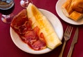 Tasty melon with thin slices of jamon, traditional french dish