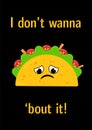 Tasty mexican food upset taco character postcard