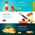 Tasty mexican traditional cuisine food restaurant vector banners set