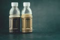 Tasty mocha coffee and cocoa milk in plastic bottle Royalty Free Stock Photo