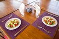 Tasty Moroccan salads served on table