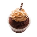 Tasty muffin chocolate cake. Isolated on white Royalty Free Stock Photo