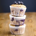 Tasty Muffin Cupcakes with Blueberries on a Wooden Background Pile of Homemade Muffins Square Royalty Free Stock Photo