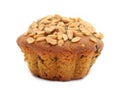 tasty muffin with peanut on white background