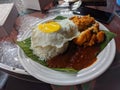 Tasty Nasi Lemak With Egg And Chicken