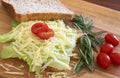 Tasty open sandwich on wholewheat bread Royalty Free Stock Photo