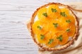 Tasty orange citrus tart with white cream. Horizontal top view Royalty Free Stock Photo