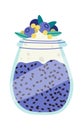 Tasty organic chia seeds pudding flat icon Blueberries and propolis