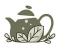 Tasty organic tea, teapot with mint leaves vector