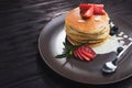 tasty pancake with strawberries Royalty Free Stock Photo