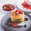 tasty pancake with strawberries Royalty Free Stock Photo