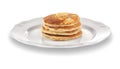 Tasty pancakes with butter on plate, isolated Royalty Free Stock Photo