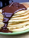 Pancakes with chocolate cream, copy space