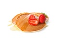 Tasty pancakes with maple syrup and fresh berries Royalty Free Stock Photo