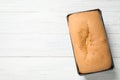 Tasty pear bread on white table, top view Royalty Free Stock Photo