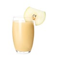 Tasty pear juice and fruit slice isolated